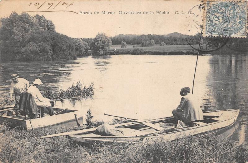 Carte postale ancienne Bords De Marne - Ouverture De La Peche