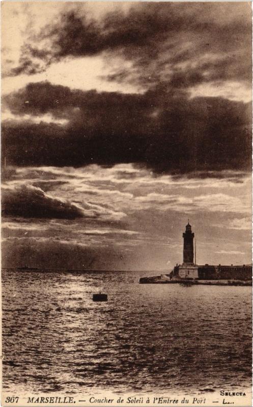 Carte postale ancienne Marseille Coucher de Soleil à Marseille
