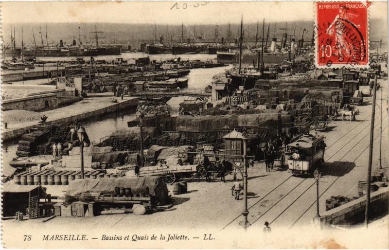 Carte postale ancienne Marseille Bassin de la Joliette à Marseille