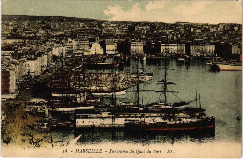 Carte postale ancienne Marseille panorama du Quai du Port à Marseille