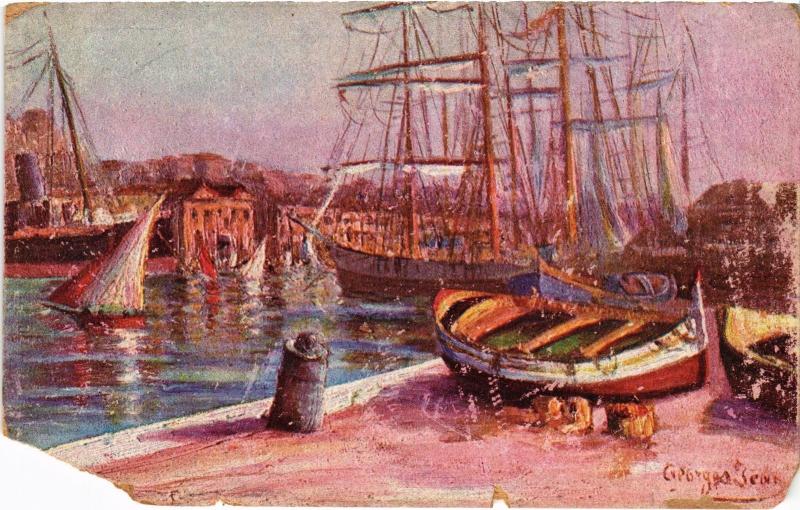 Carte postale ancienne Marseille le port et la Mairie à Marseille