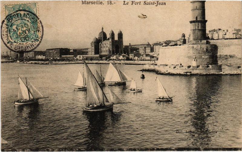 Carte postale ancienne Marseille Fort Saint-Jean à Marseille