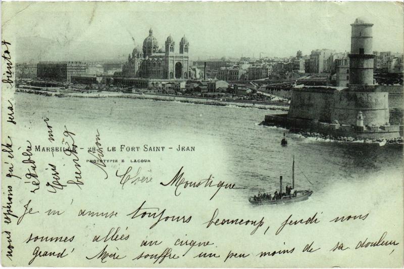 Carte postale ancienne Marseille Fort Saint-Jean à Marseille