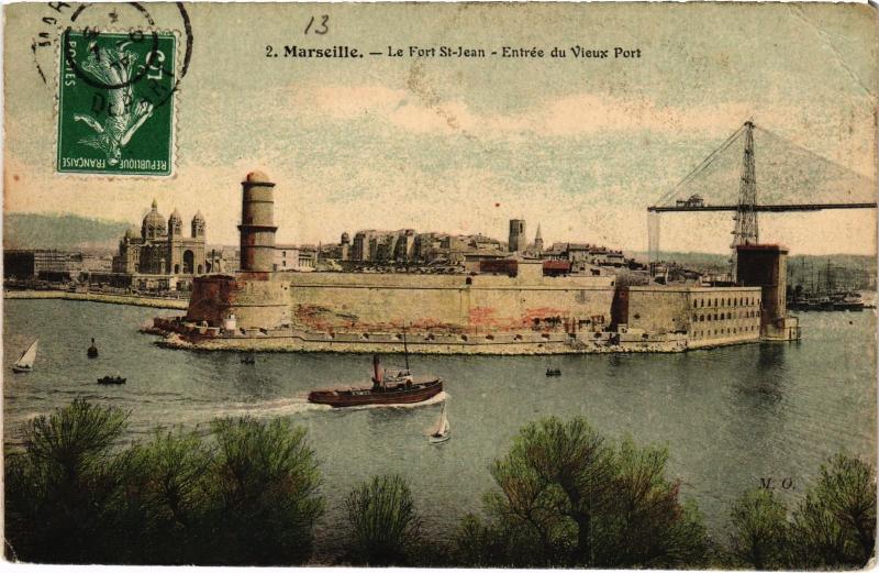 Carte postale ancienne Marseille Fort Saint-Jean à Marseille