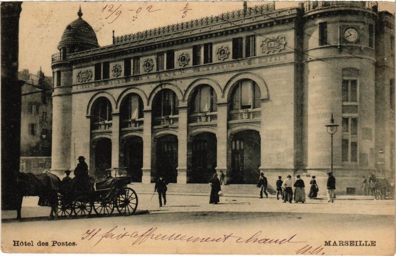 Carte postale ancienne Marseille Hotel des Postes à Marseille