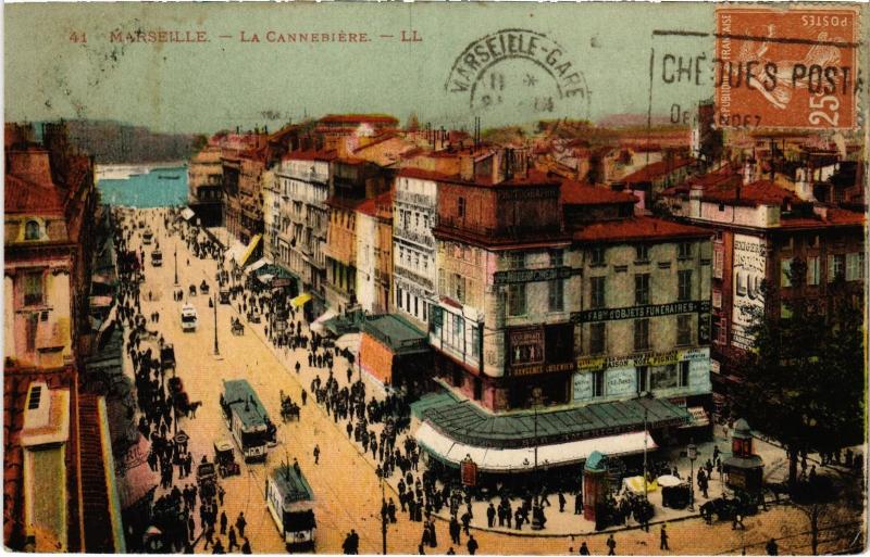 Carte postale ancienne Marseille la Cannebiere à Marseille