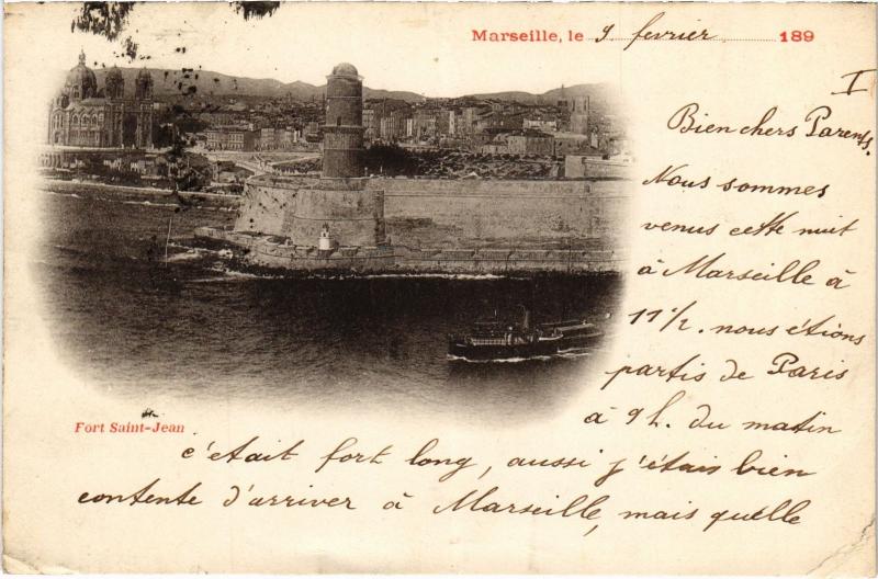 Carte postale ancienne Marseille Fort Saint-Jean à Marseille