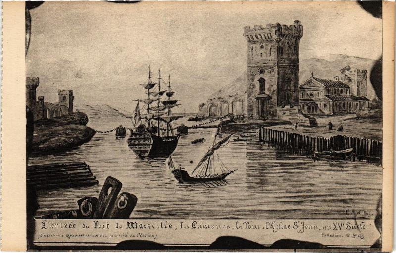 Carte postale ancienne Marseille entree du vieux port à Marseille
