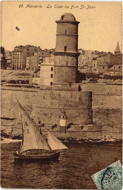 Carte postale ancienne Marseille Tour du Fort Saint-Jean à Marseille