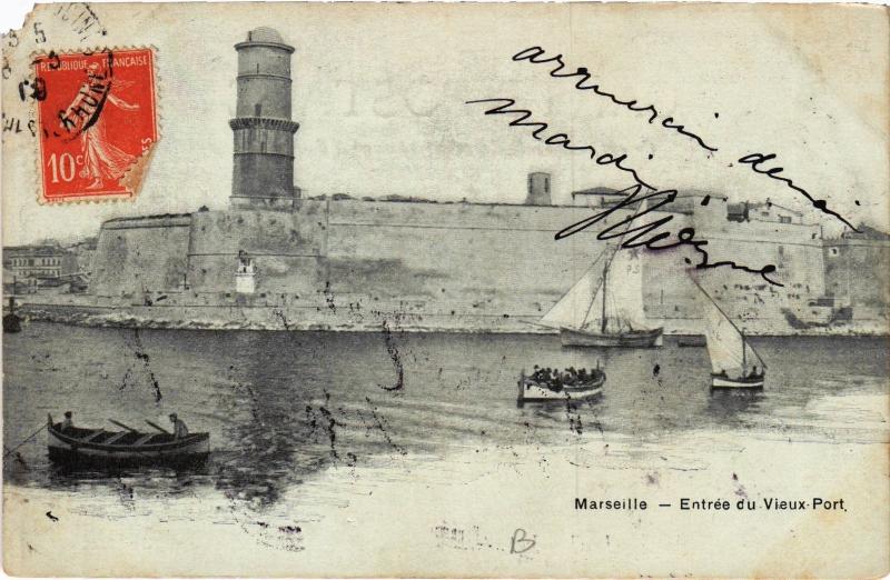 Carte postale ancienne Marseille entree du vieux port à Marseille