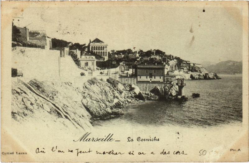 Carte postale ancienne Marseille la Corniche à Marseille