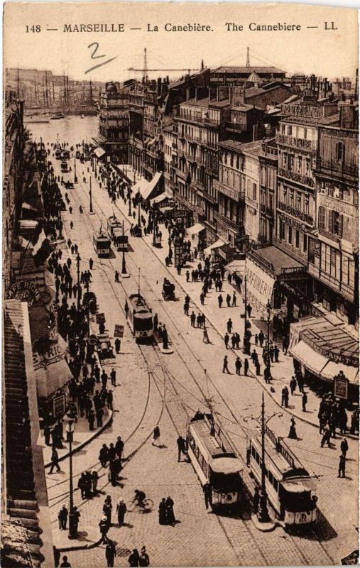 Carte postale ancienne Marseille la Cannebiere à Marseille