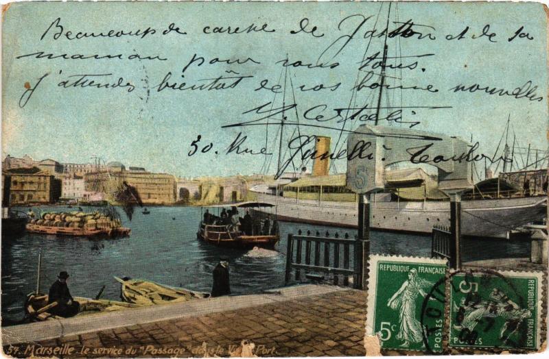 Carte postale ancienne Marseille le service du Passage à Marseille