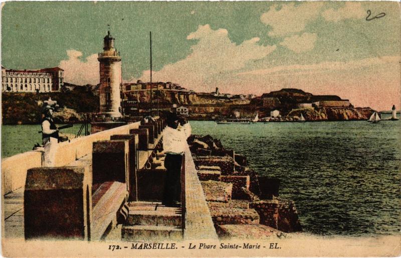 Carte postale ancienne Marseille Phare Sainte-Marie à Marseille