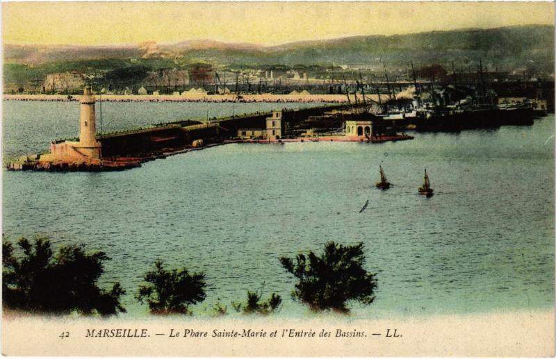 Carte postale ancienne Marseille Phare Sainte-Marie à Marseille