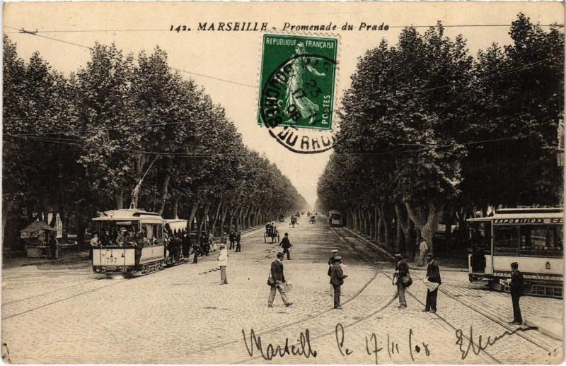 Carte postale ancienne Marseille Promenade du Prado à Marseille