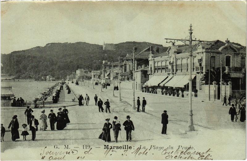 Carte postale ancienne Marseille Plage du Prado à Marseille