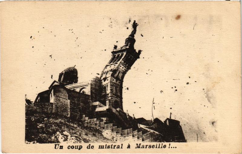 Carte postale ancienne Marseille Un coup de mistral à Marseille