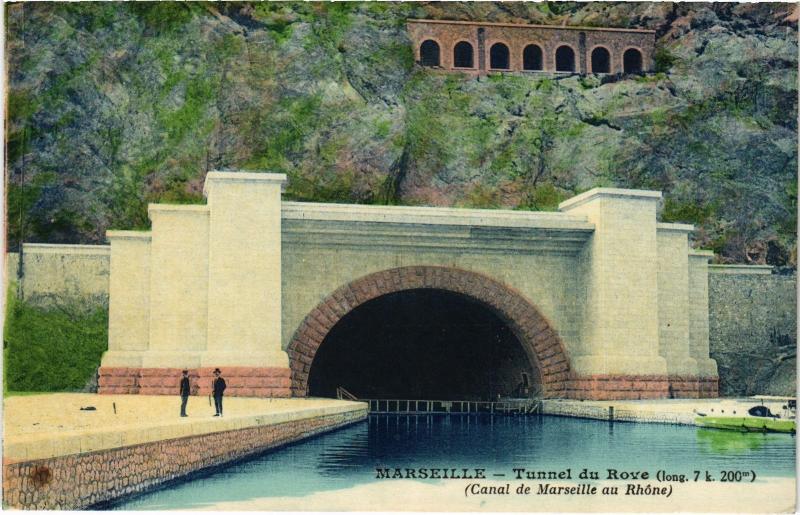 Carte postale ancienne Marseille Tunnel du Rove à Marseille