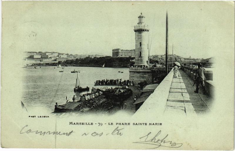 Carte postale ancienne Marseille Phare Sainte-Marie à Marseille