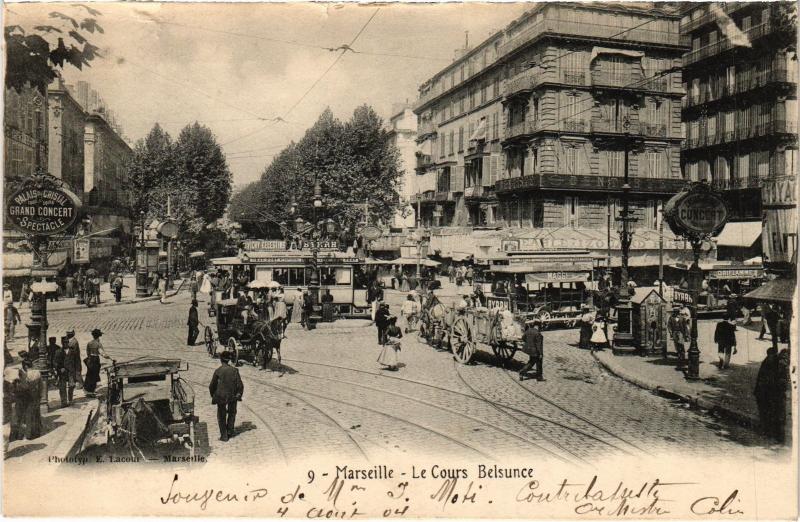 Carte postale ancienne Marseille Cours Belsunce à Marseille