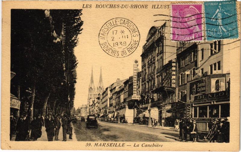 Carte postale ancienne Marseille la Canebiere à Marseille