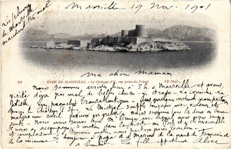 Carte postale ancienne Marseille Chateau d'If à Marseille