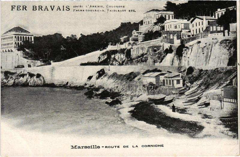 Carte postale ancienne Marseille Route de la Corniche à Marseille