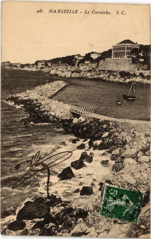 Carte postale ancienne Marseille la Corniche à Marseille