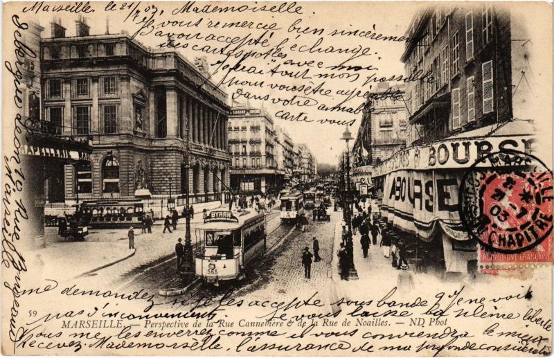 Carte postale ancienne Marseille Perspective de la Rue Cannebiere à Marseille