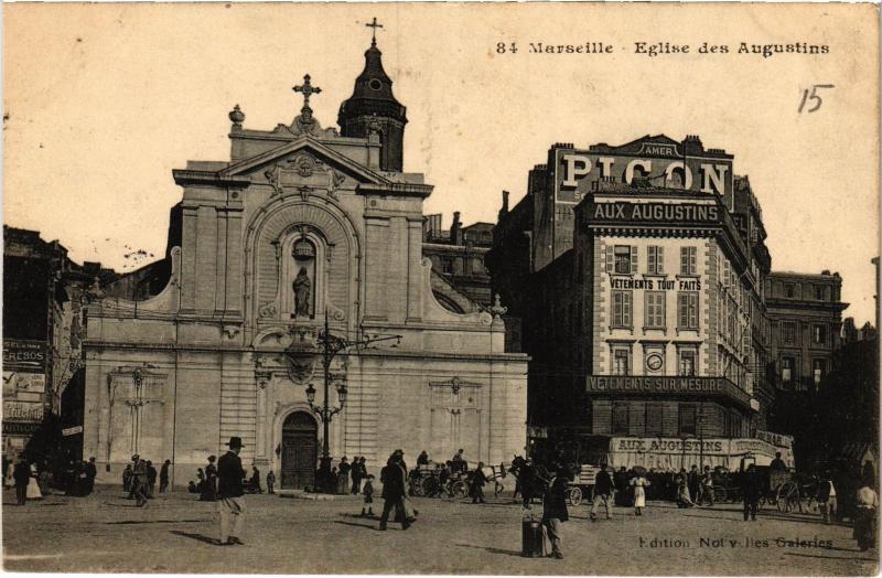 Carte postale ancienne Marseille Eglise des Augustins à Marseille