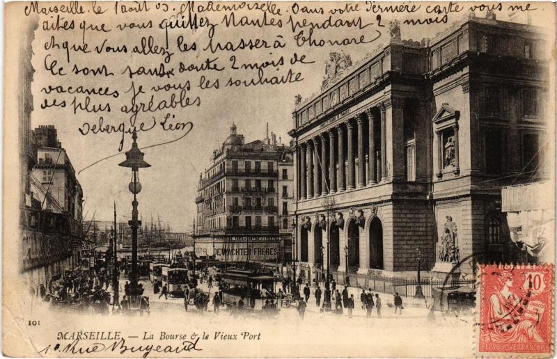 Carte postale ancienne Marseille la Bourse et le port à Marseille