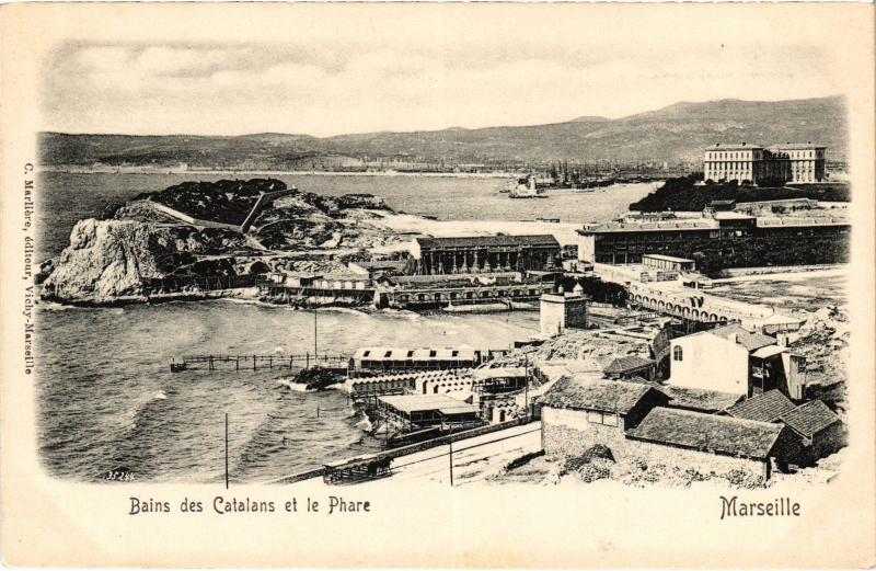 Carte postale ancienne Marseille vue generale des Catalans à Marseille