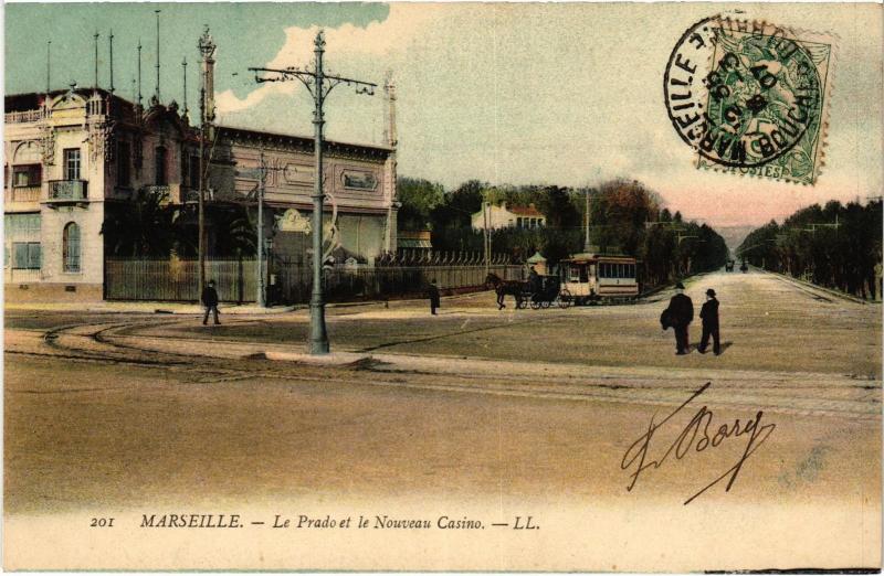 Carte postale ancienne Marseille le Prado et le Nouveau Casino à Marseille