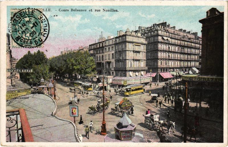 Carte postale ancienne Marseille Cours Belsunce Rue Noailles à Marseille