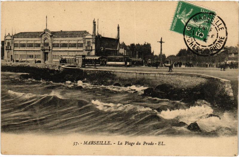 Carte postale ancienne Marseille Plage du Prado à Marseille