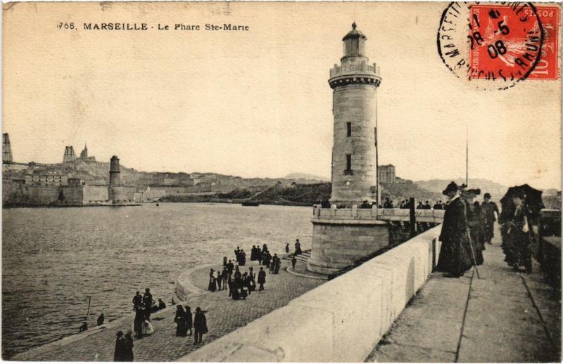 Carte postale ancienne Marseille Phare Sainte-Marie à Marseille