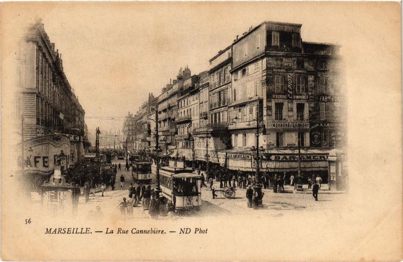 Carte postale ancienne Marseille Rue Cannebiere à Marseille