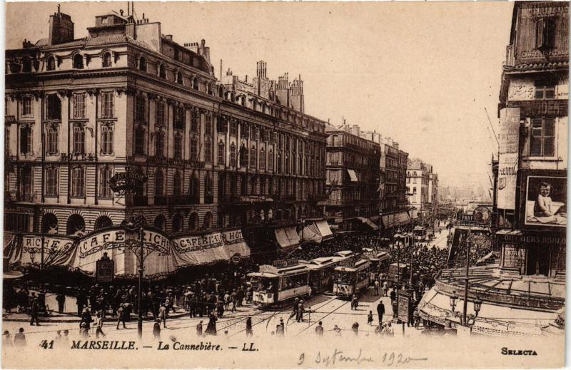 Carte postale ancienne Marseille la Cannebiere à Marseille
