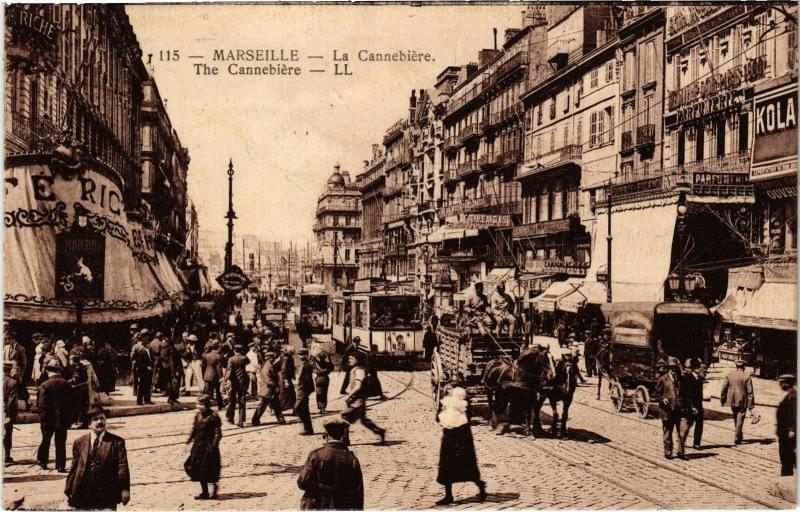 Carte postale ancienne Marseille la Cannebiere à Marseille