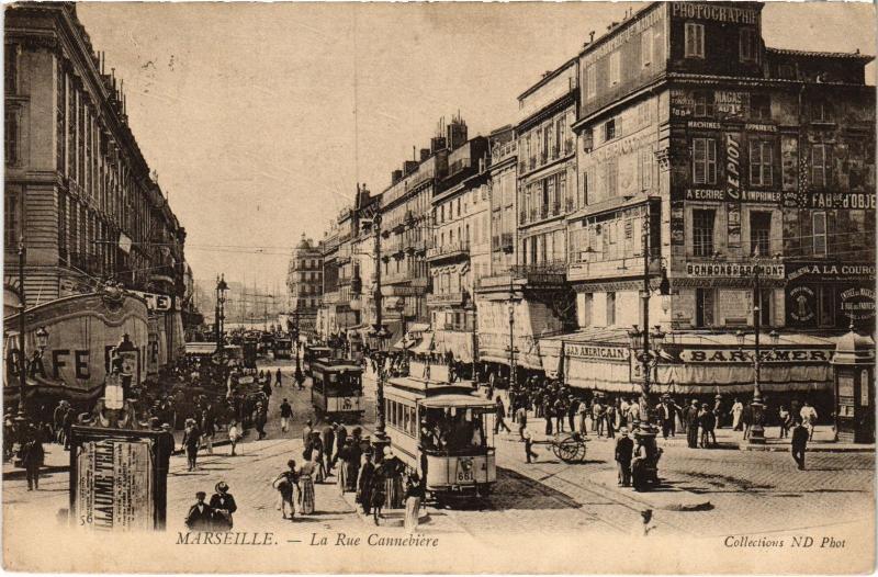 Carte postale ancienne Marseille Rue Cannebiere à Marseille