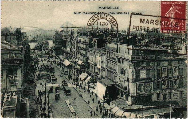 Carte postale ancienne Marseille Rue Cannebiere à Marseille