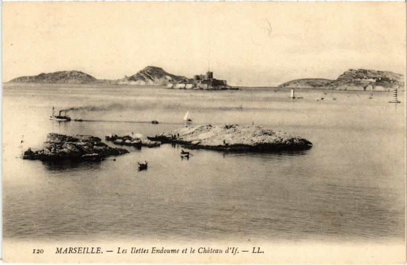 Carte postale ancienne Marseille les Ilettes Endoume Chateau d'If à Marseille