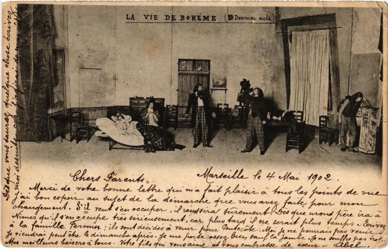 Carte postale ancienne Marseille la vie de Boheme à Marseille