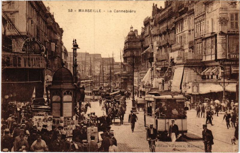 Carte postale ancienne Marseille la Cannebiere à Marseille