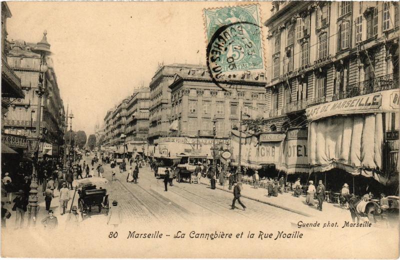 Carte postale ancienne Marseille Rue Noailles La Cannebiere à Marseille