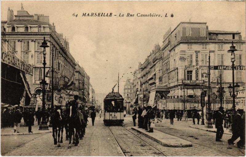 Carte postale ancienne Marseille Rue Cannebiere à Marseille