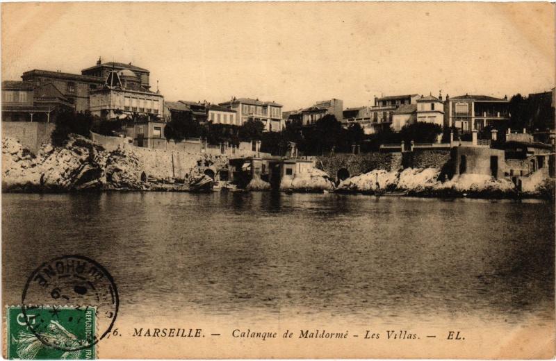 Carte postale ancienne Marseille Calanque de Maldorme les villas à Marseille
