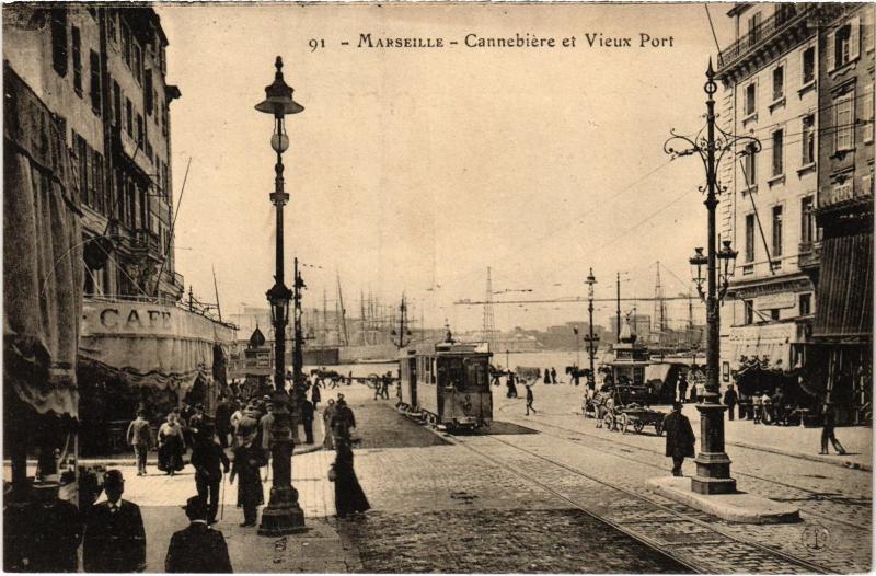 Carte postale ancienne Marseille la Cannebiere vieux port à Marseille