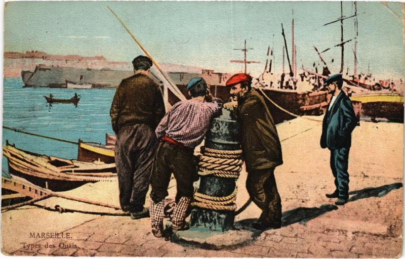 Carte postale ancienne Marseille Types des Quais à Marseille
